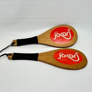Vintage Jokari Champ Model Wooden Paddles Set of 2 Retro Lawn Game Rackets
